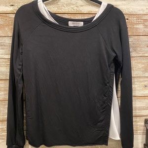 Bailey 44 Black sweater w/white satin tank, size XS,  Like New, Soft!